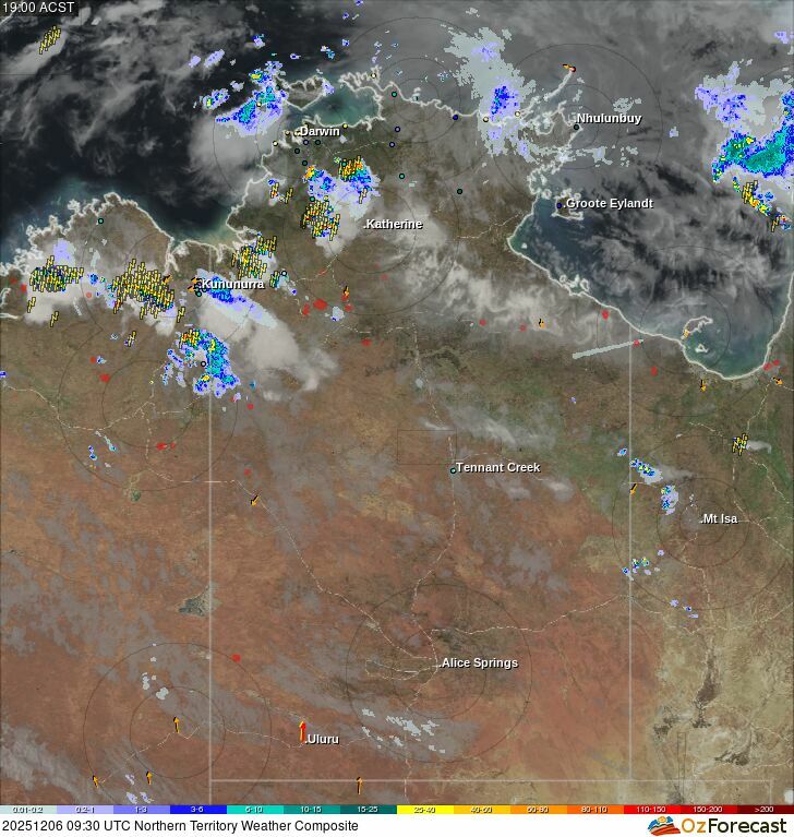 Oz Forecast Northern Territory Weather Radar Satellite Bushfires And Lightning
